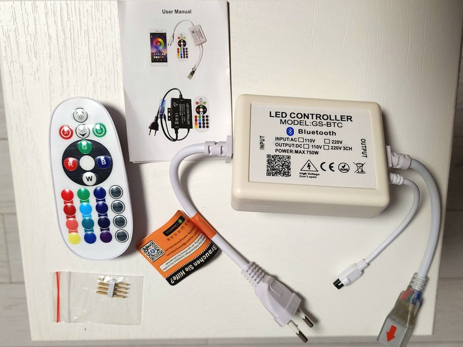 Контролер, адаптер до світлодіодної стрічки RGB з блютузом та пультом.