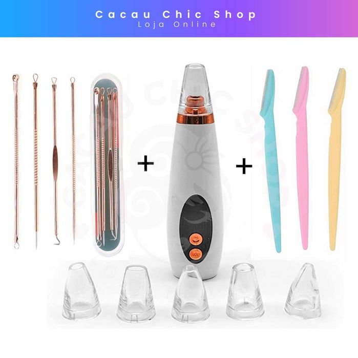 Kit Limpeza de Pele: Extratores + Sucção + Dermaplaning