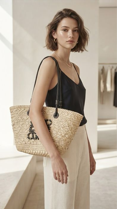 Сумка соломʼяна в стилі бренду Loewe