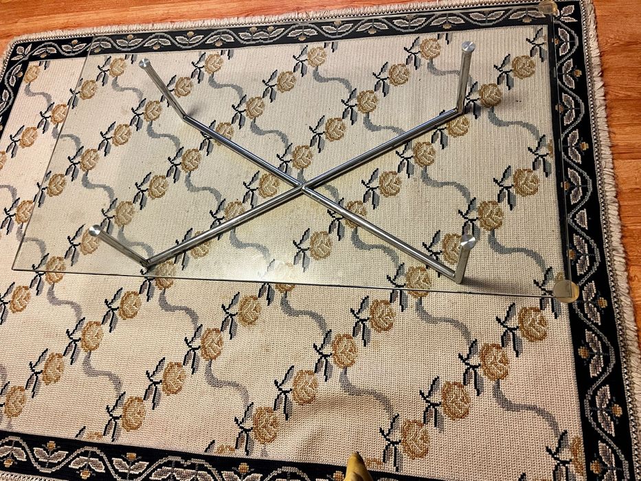 Mesa de centro em vidro e metal cromado – HABITAT (120x70 cm)