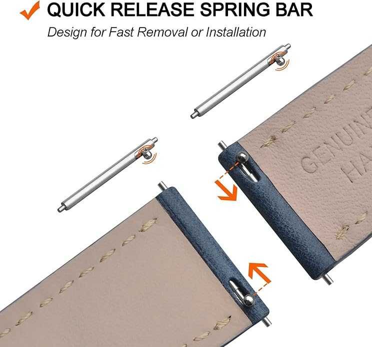 Графитовый синий кожаный ремешок 17 мм.