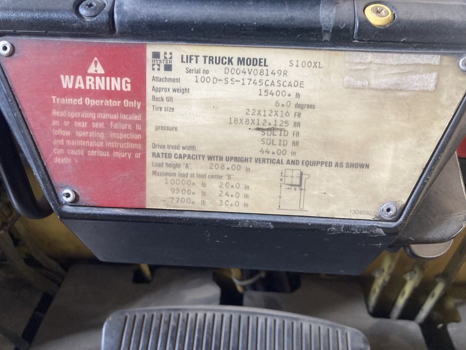 Вилковий навантажувач HYSTER S100XL Вилочный погрузчик