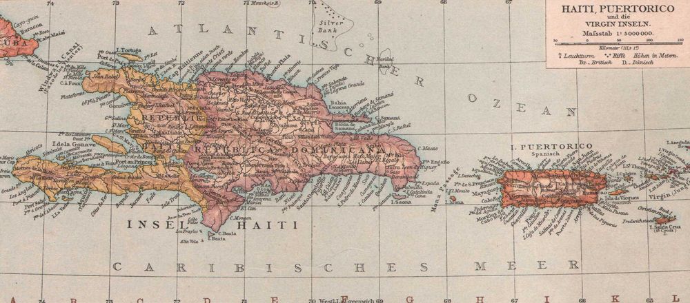 Kuba Jamajka Haiti Portoryko Antyle stara mapa 1893 rok autentyk