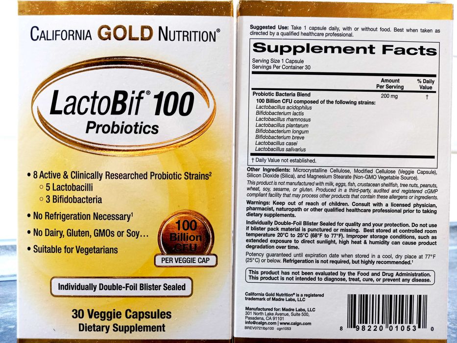 CGN, LactoBif Probiotics 100 млрд. (30 капс.), пробиотики, пробіотики