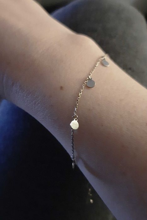 Bransoletka srebrna pozłacana yes blaszki kolka koleczka zlota