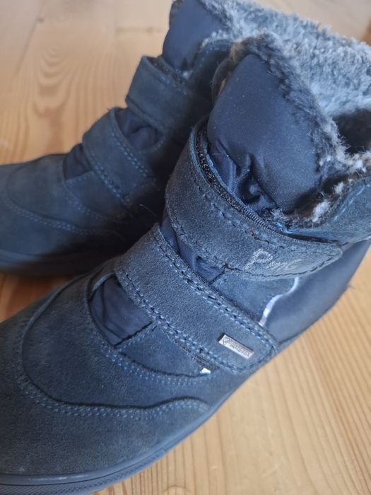 Primigie 35 zamszowe granat kozuszek rzepy