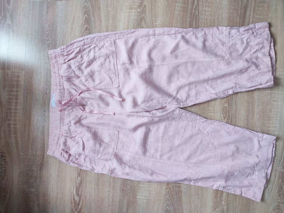 Spodnie za kolano z lnu i wiskozy