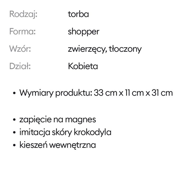 Torebka brązowa Sinsay "krokodyl"