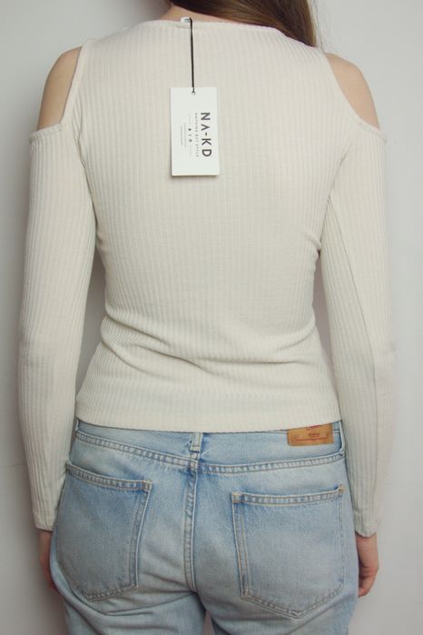 Na-Kd - Top Bluzka Długi Rękaw Wycięcia r. S