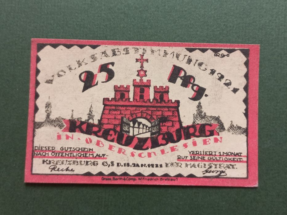 Kluczbork (Kreuzburg) - notgeld 25 fenigów 1921 r.