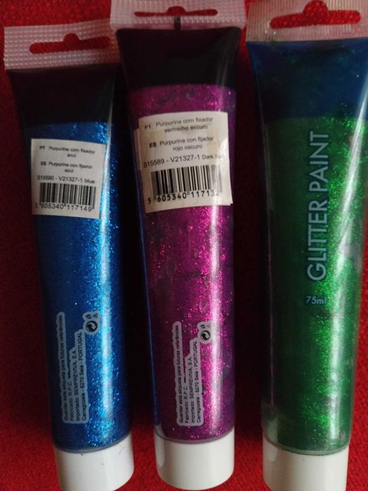 Conj. 3 Glitter Paint Packages – 75 ml Glitter with Fixative64740282390659122