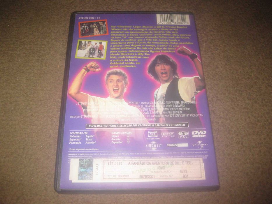 DVD "A Fantástica Aventura de Bill e Ted" com Keanu Reeves/Raríssimo!