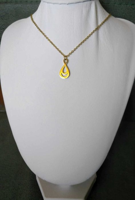 Colar Aço Dourado Infinito Gota NOVO