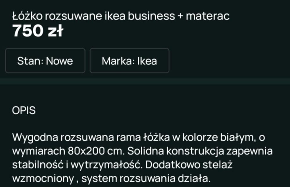 Łóżko dziecięce Ikea busines 80x 140/170/200