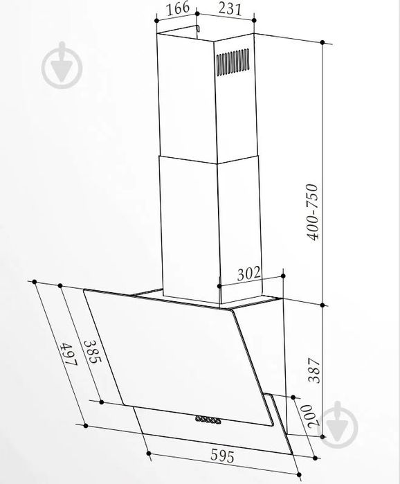 Витяжка декоративна Interline ALTEA WH A 60 PB/GL/A