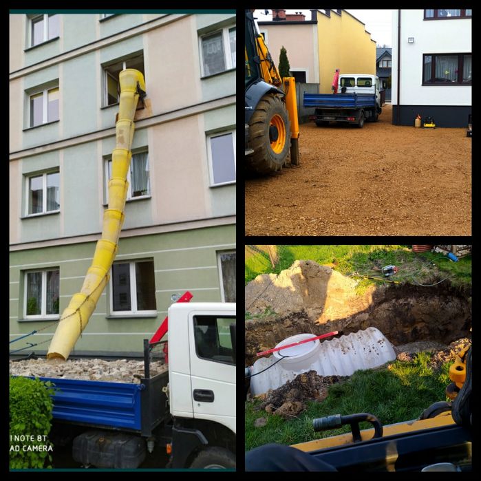wywóz gruzu wynajem zsypu rękawa do gruzu usługi koparko - ładowarką