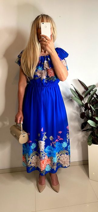 Sukienka 42 44 46 cudo wyszczuplająca wesele chrzciny wieczorowa lato