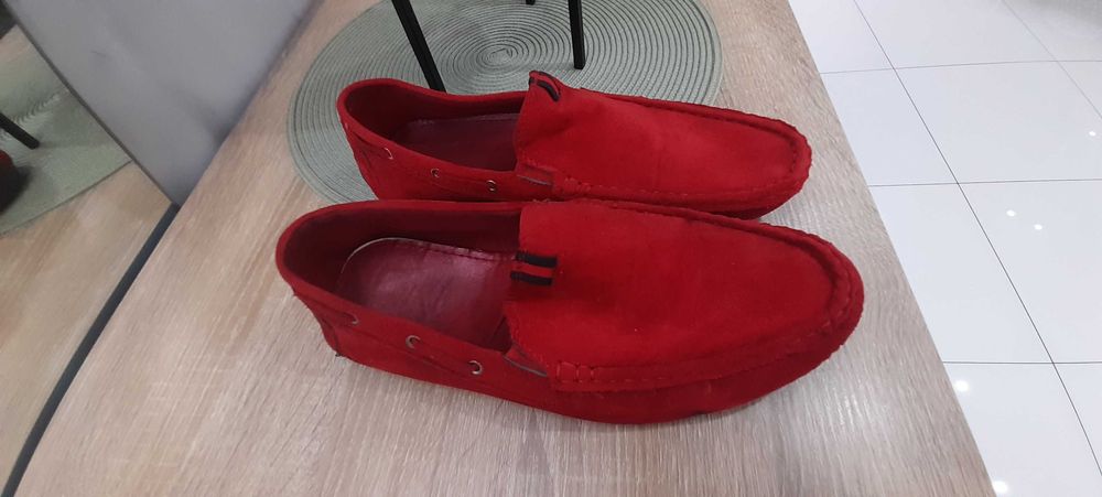 Buty męskie mokasyny czerwone 41