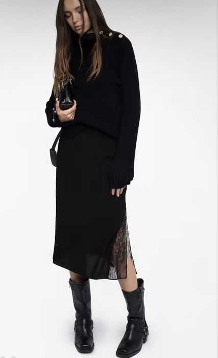 Юбка черная с кружевом Zadig & Voltaire