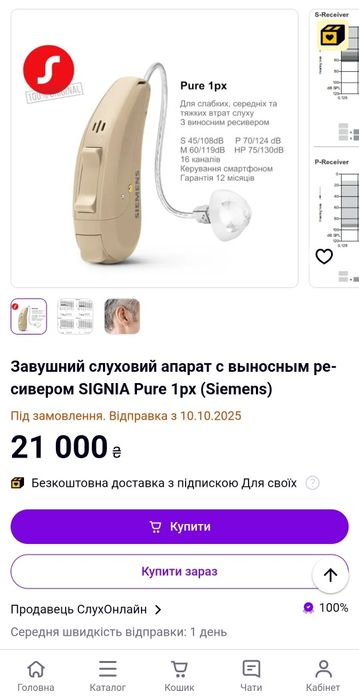 Siemens Pure CE 0123 Слуховий апарат