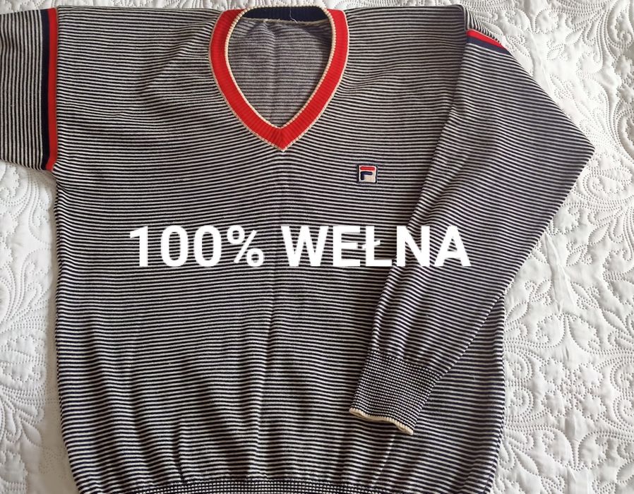 Sweter męski wełna M w paski