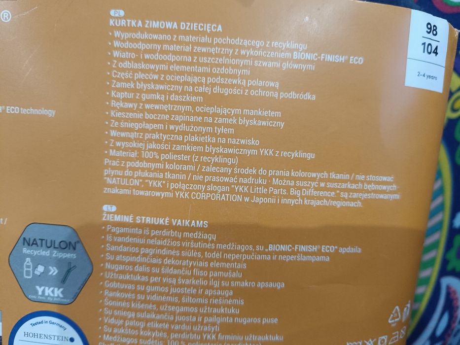 Nowa kurtka zimowa dziecięca, wodoodporna, lupilu, metka