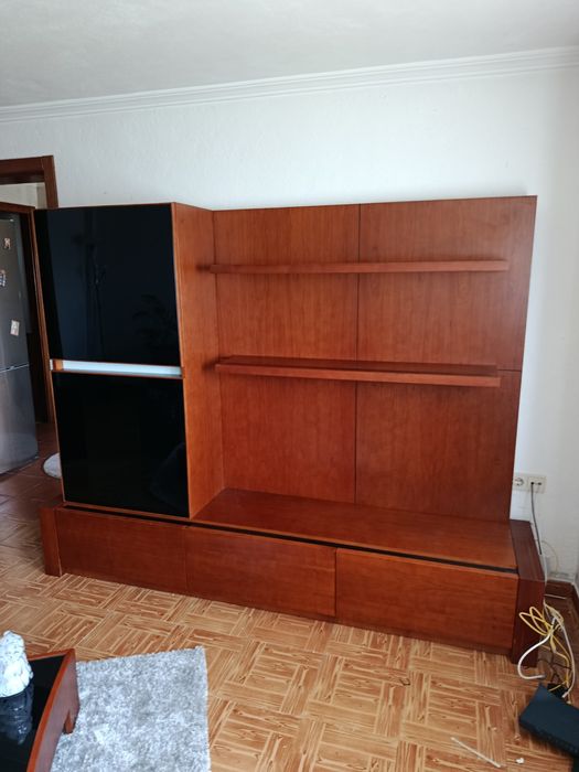 Móvel tv sala madeira e vidro