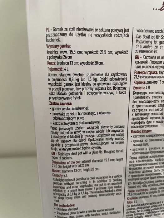 Granek wielofunkcyjny do szynkowaru, frytek, szparagów + dodatki