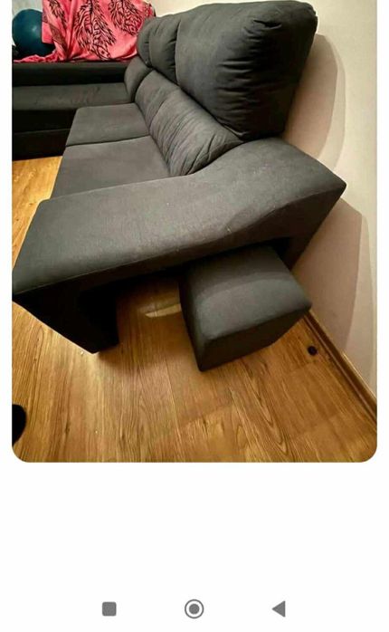 Sofá Chaise Longue Cinza Escuro (Tavira)