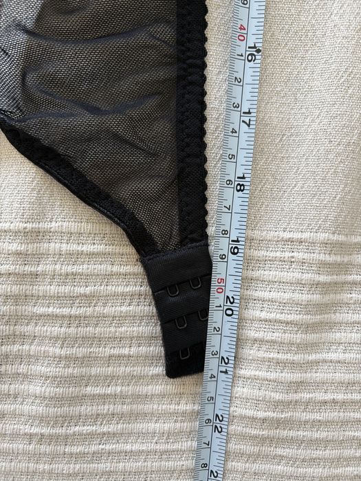 Czarny pas do pończoch handmade koronkowy XS