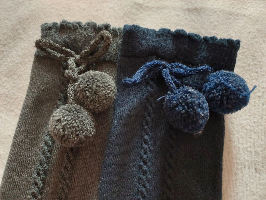 Lote Meias Laço + Meias Altas Pompons