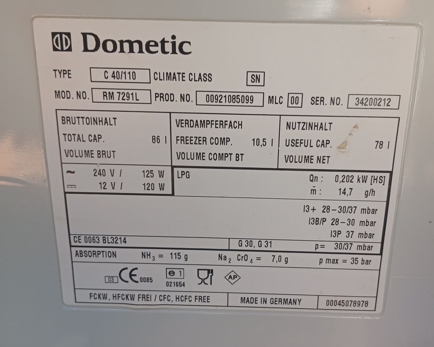 Frigorífico Gás, 12v e 220v