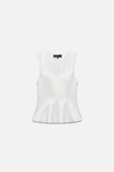 ZARA Luksusowy TOP Bluzka z baskinką M