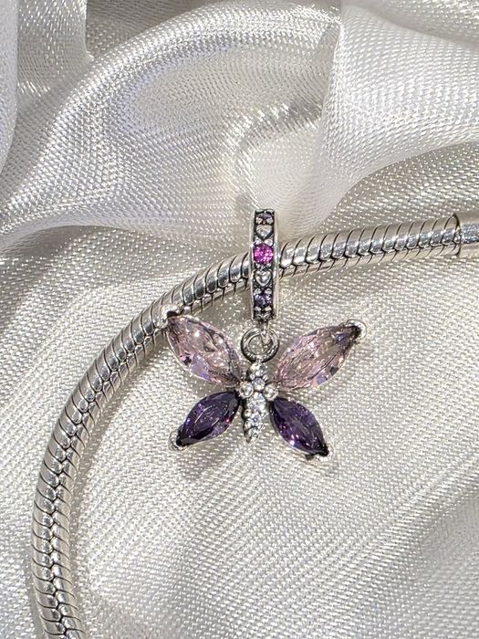 Charms srebrny do pandora bransoletki prezent motyl  S925