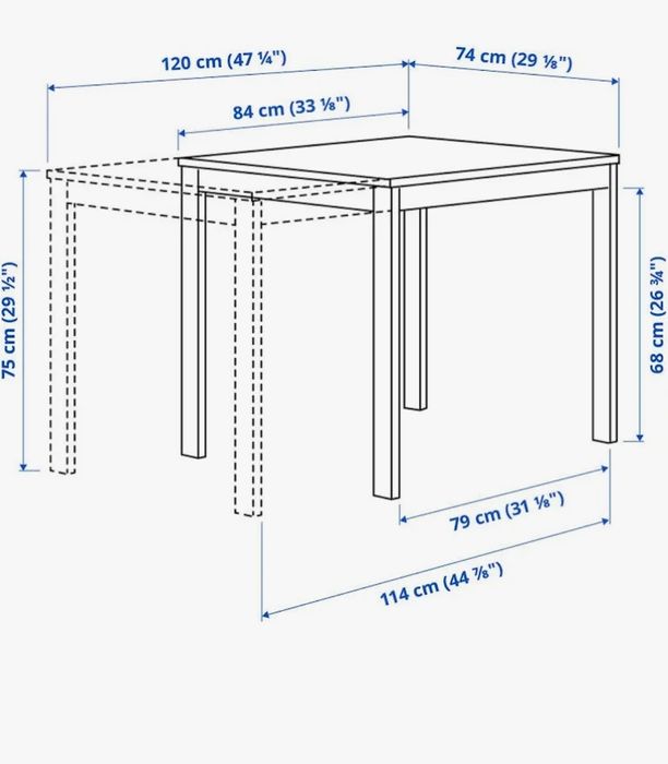 Mesa VIHALS extensível 
Mesa extensível, branco, 84/120x74 cm