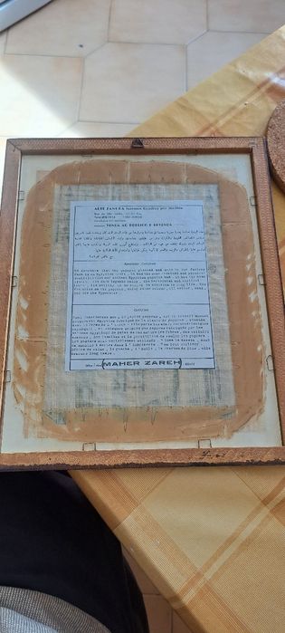 Pintura em papiro egípcio com certificado de autenticidade