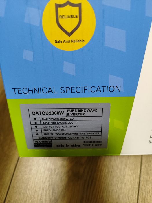Інвертор 12v  DATOUBOSS 2000W(4000W)Чистий синус. В наявності