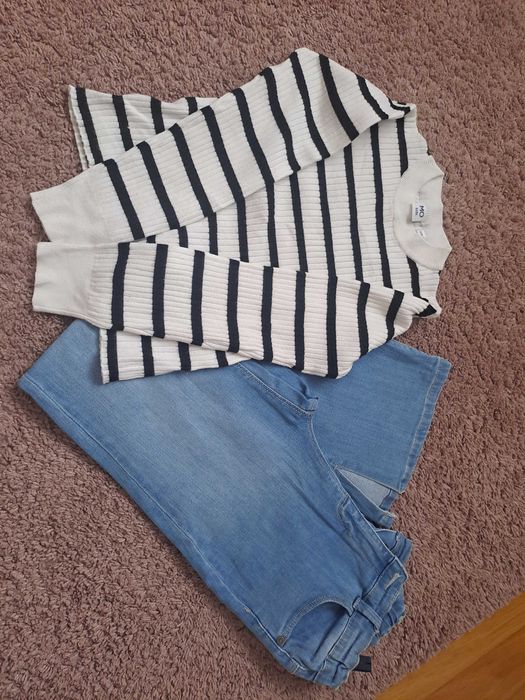 Conjunto calça  de ganga e camisola