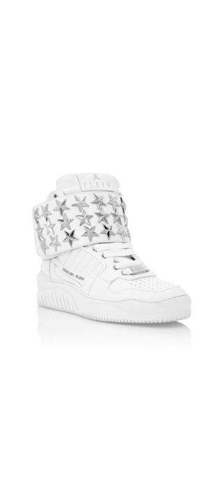 в укр philipp plein THUNDER HI-TOP SNEAKERS STARS 40 размер розмір кросовки филип плейн кеды белые с звездами