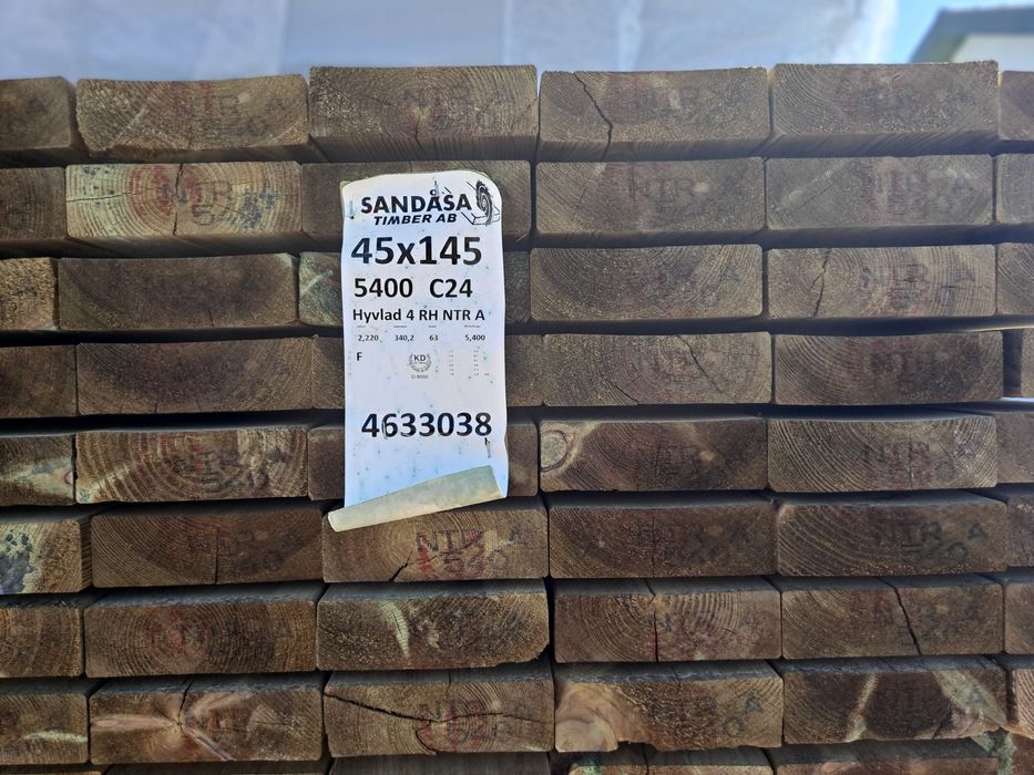 Drewno C 24 impregnowane ciśnieniowo NTR SZWEDZKIE 45/145