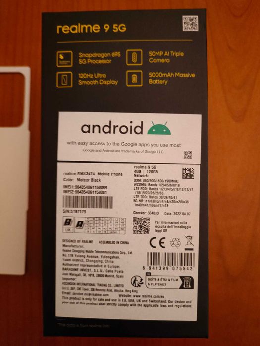 smartphone Realme 9 5G (50MP, 128GB, 5000mAh)