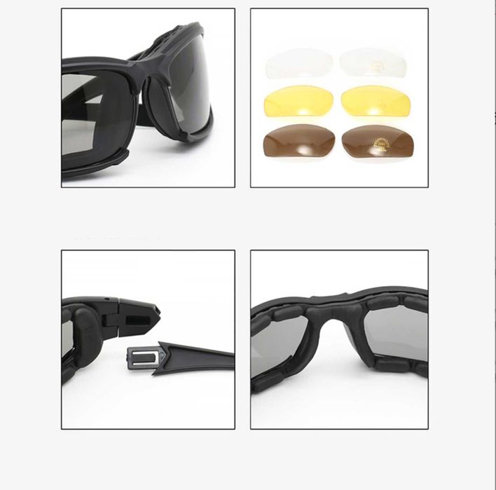 Очки тактические для туризма, вождения, Daisy X7 (4 сменные линзы)