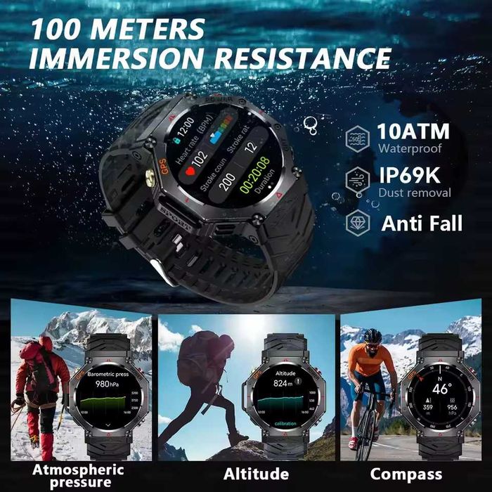 Смарт часы: T-REX3 KC91. GPS-офлаин.Compass.1000mAh.LED-фонарик.