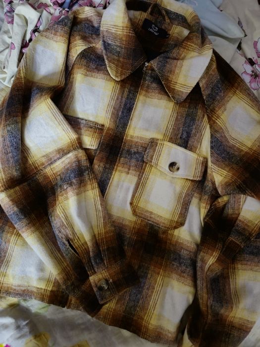 Рубашка пальто в клітинку на змейке ветровка курточка