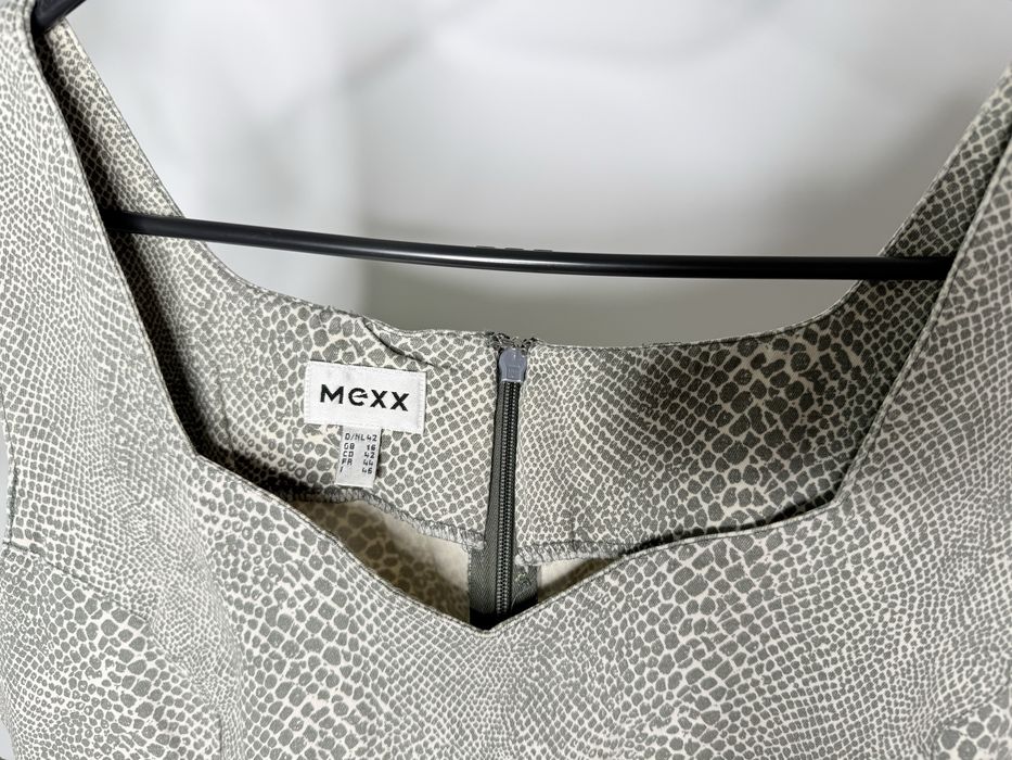 Mexx XL sukienka szara skóra weza krotki  bawelniana rekaw