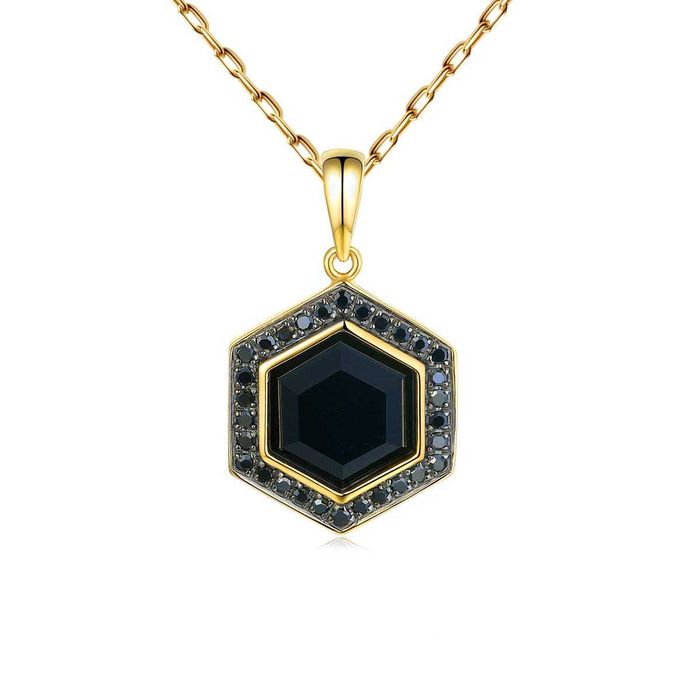 Złota zawieszka z diamentami i agatem ADIAMO P84082 Y BAG