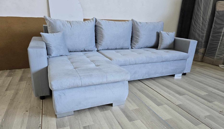 Narożnik z funkcją spania i pojemnikiem na pościel i