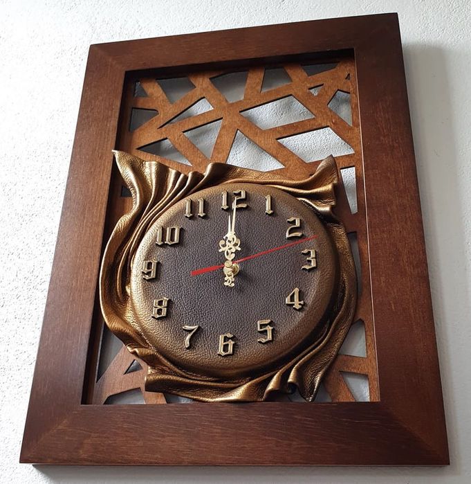 Zegar ścienny na jubileusz - drewniana rama ROCZNICA ŚLUBU + GRAWER