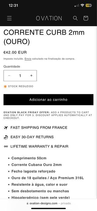 Corrente Ouro 18k NOVA