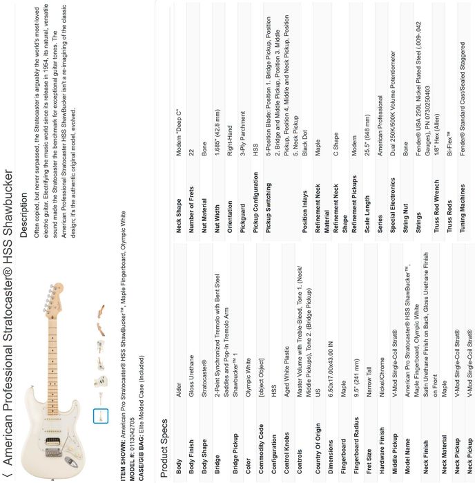 Электрогитара Fender American Professional HSS Shawbucker Stratocaster